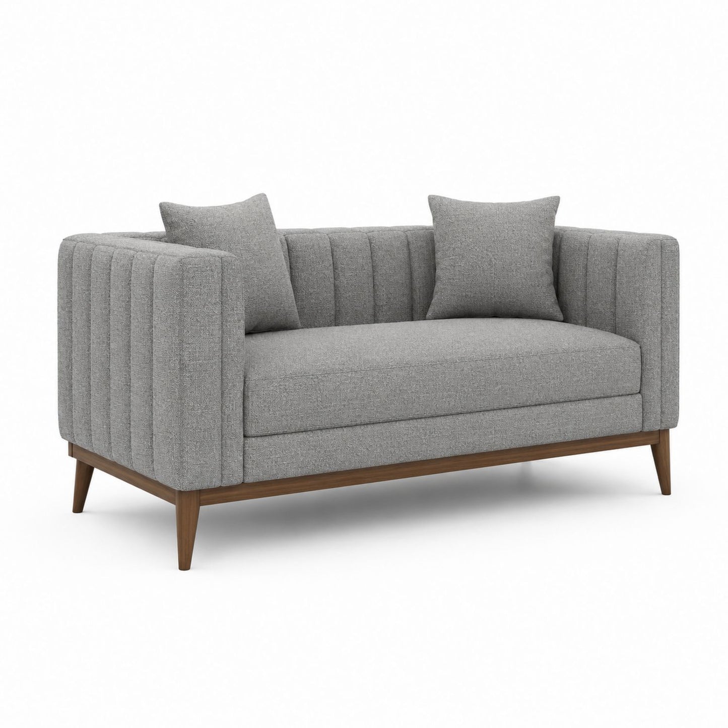 Gray Fabric Upholstered Sofa with Wood Frame 140cm Length