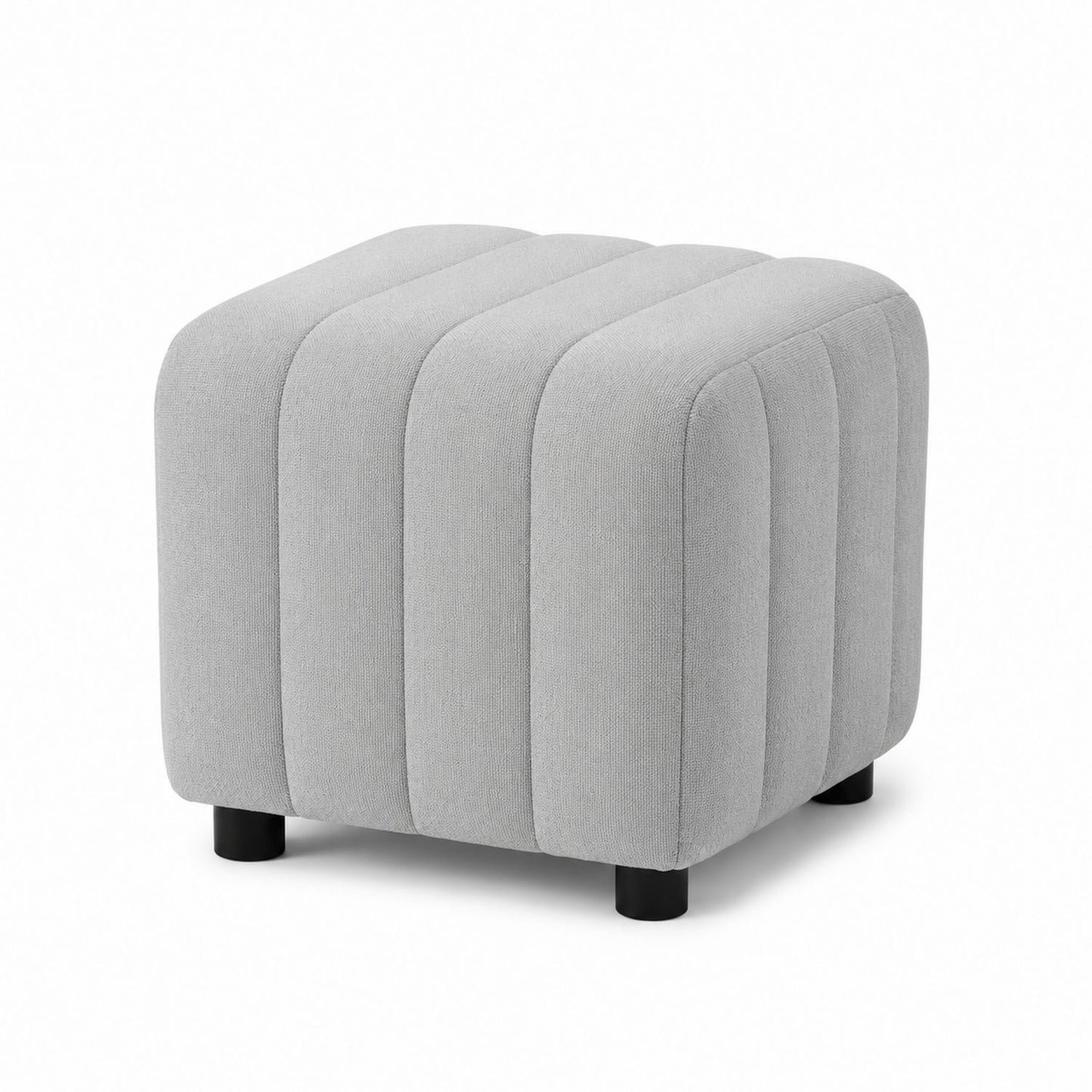 Light Gray Polyester Fabric Ottoman