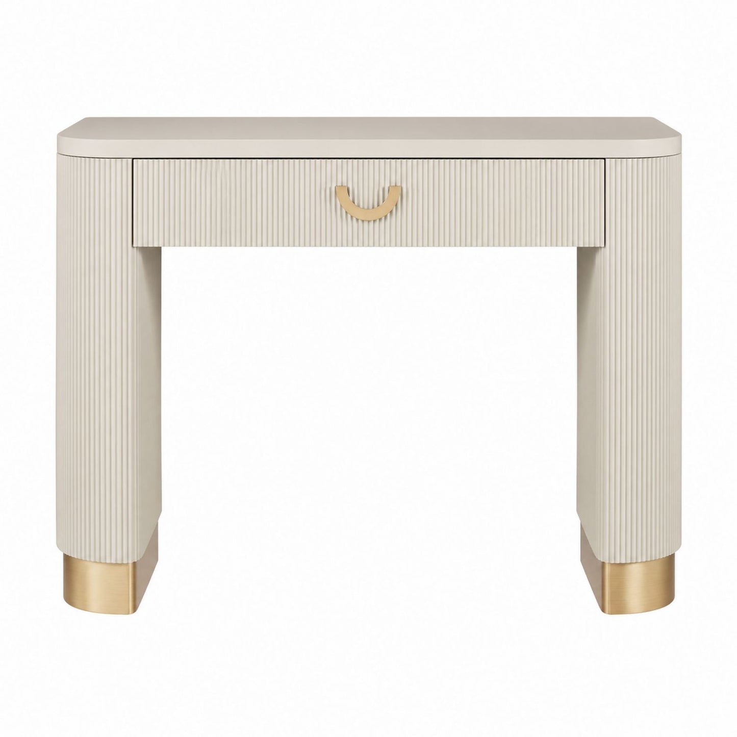 Console Table MDF Beige with Brass Accents 120cm x 40cm x 80cm