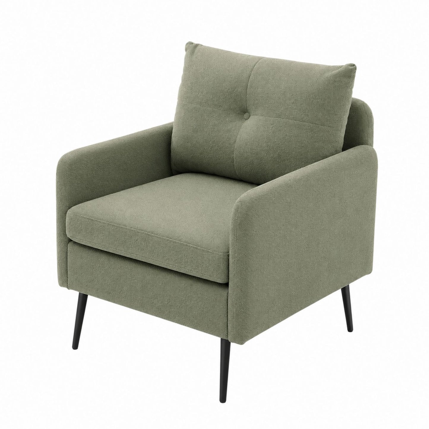 Green Fabric Armchair with Metal Legs 85x85x90cm