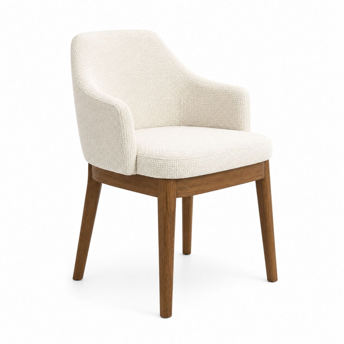 Beige Polyester Upholstered Chair with Wood Legs
