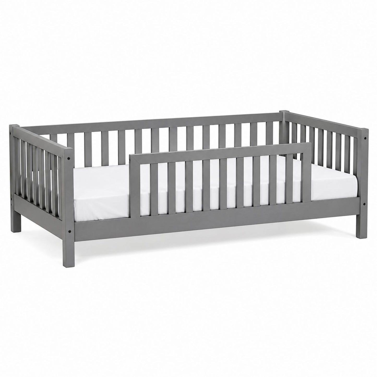 Wood Toddler Bed with Guardrail Gray 145x75x57 cm