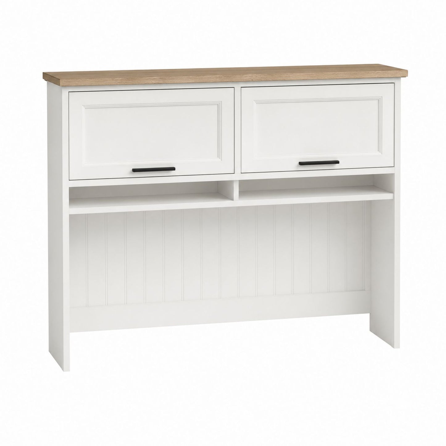 Wood and MDF Desk Hutch White with Oak Top 120cm x 30cm x 90cm