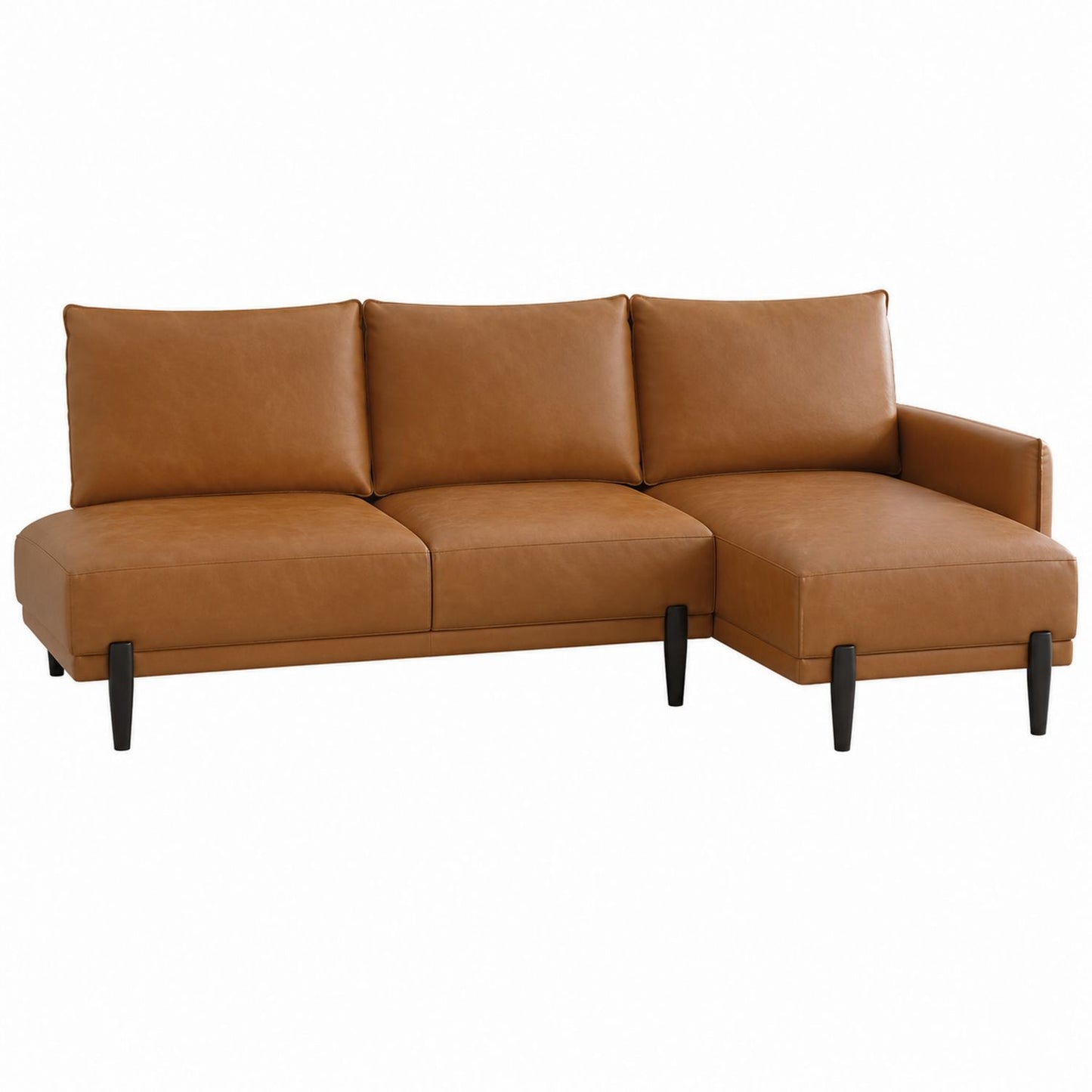 L-Shaped Faux Leather Sectional Sofa Brown 280cm x 160cm