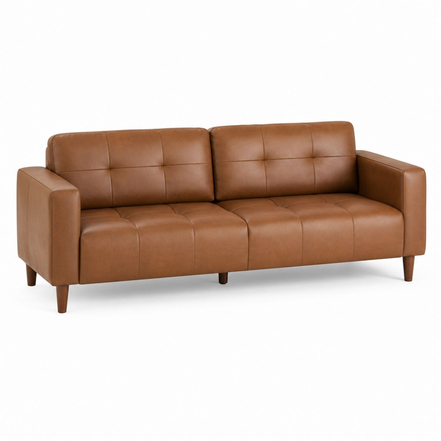 Three-Seater Faux Leather Sofa Brown 210 cm