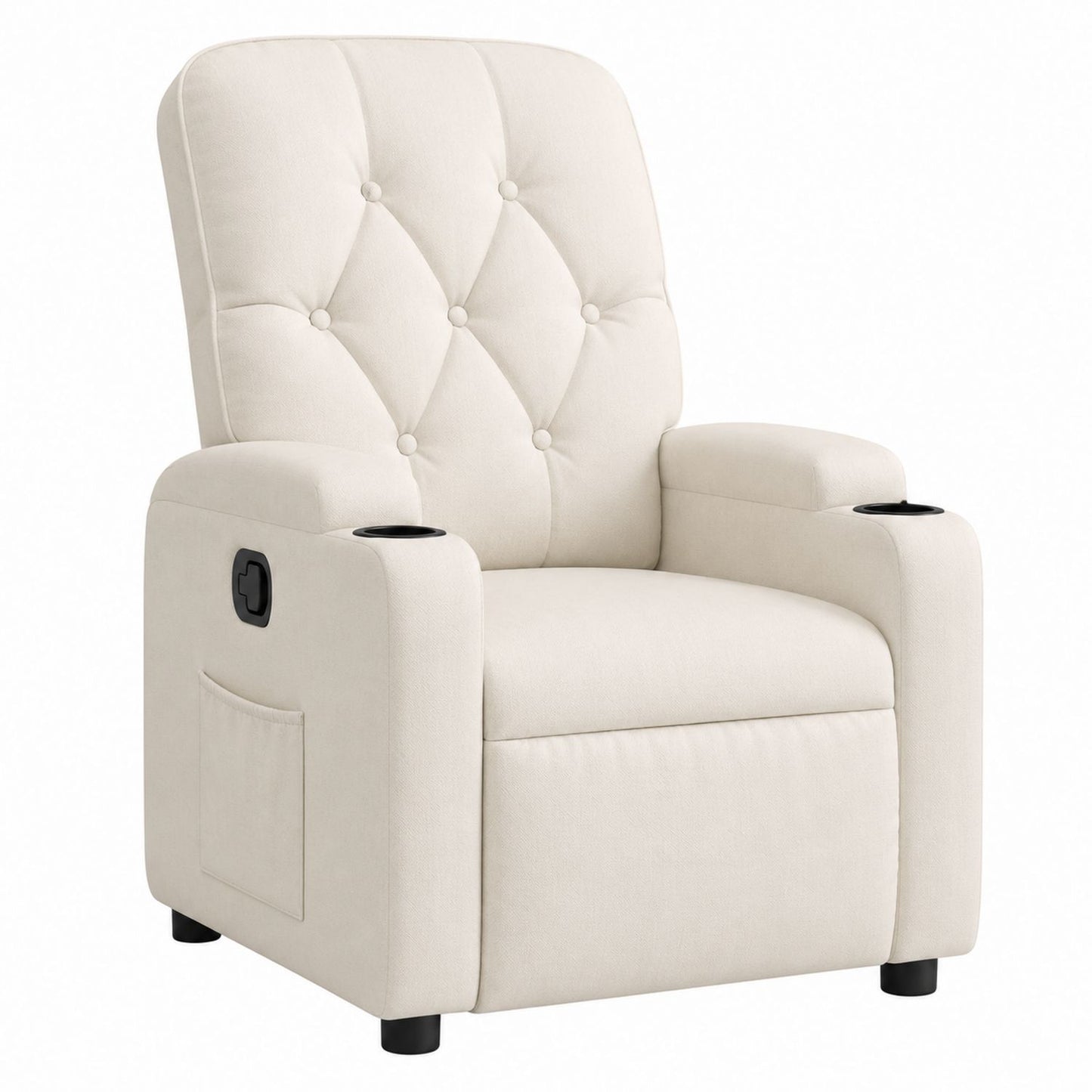 Fabric Recliner Chair with Adjustable Features and Cup Holders
