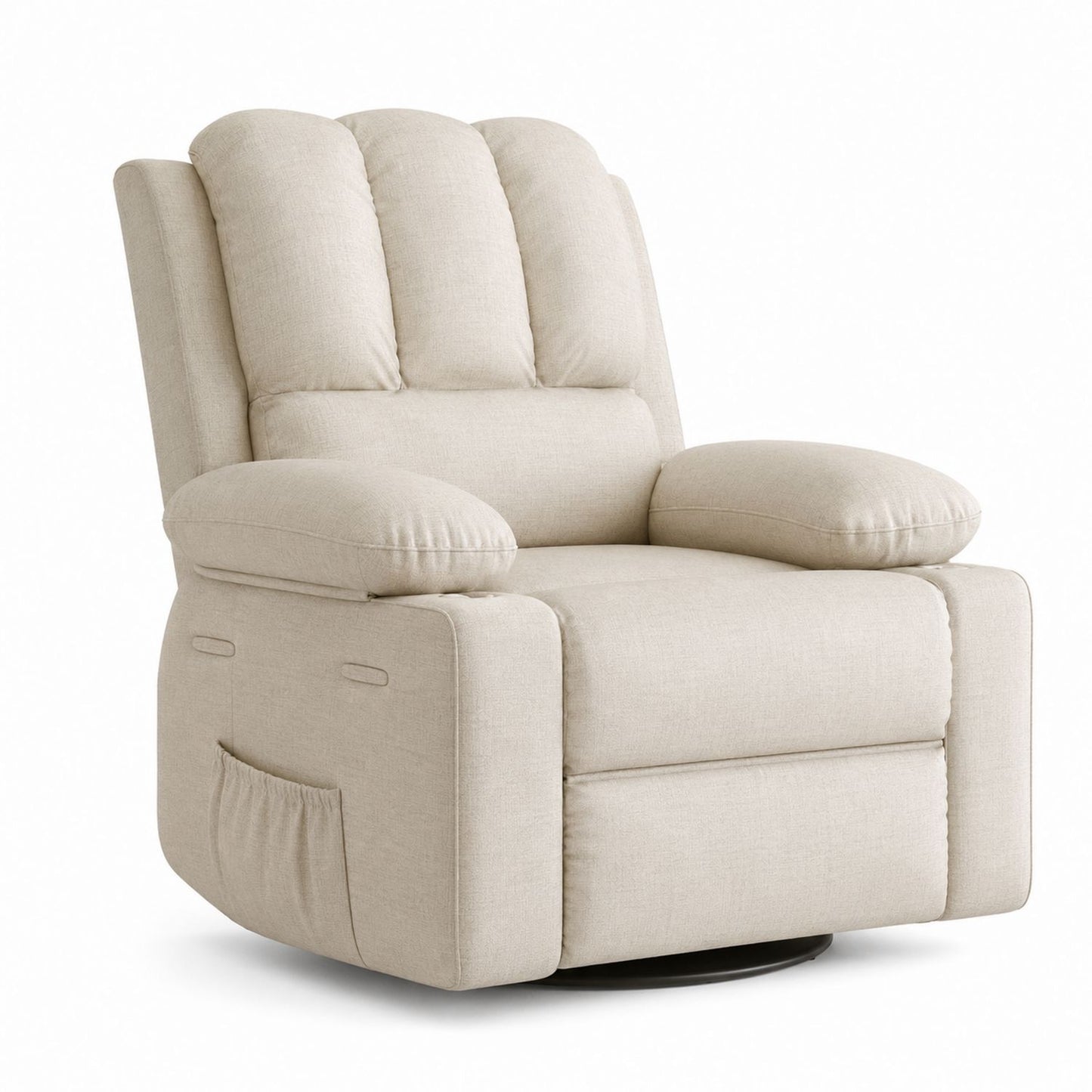Recliner Chair Fabric Beige with Swivel 90cm L x 85cm W x 100cm H