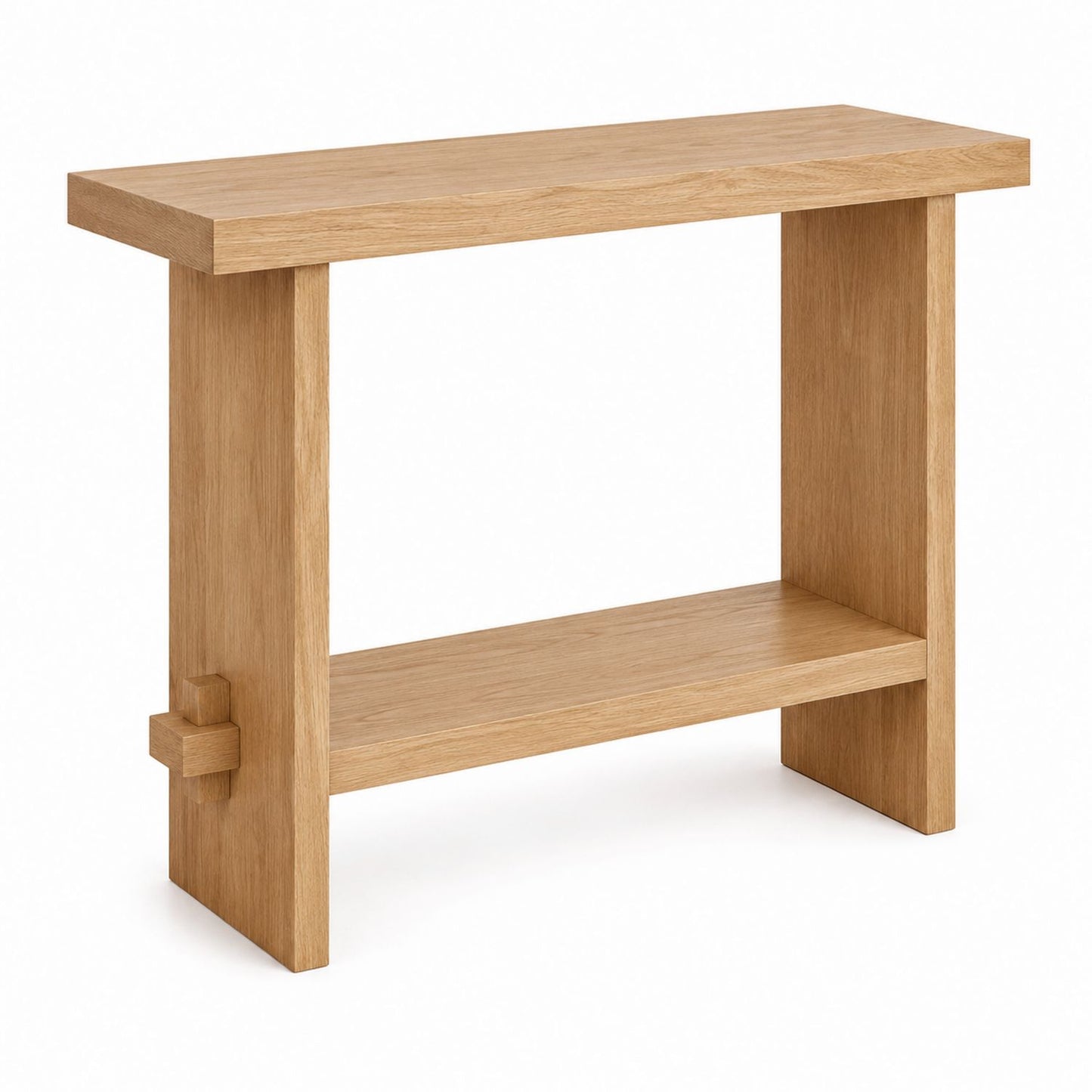 Solid Oak Console Table with Shelf 120x30x75cm