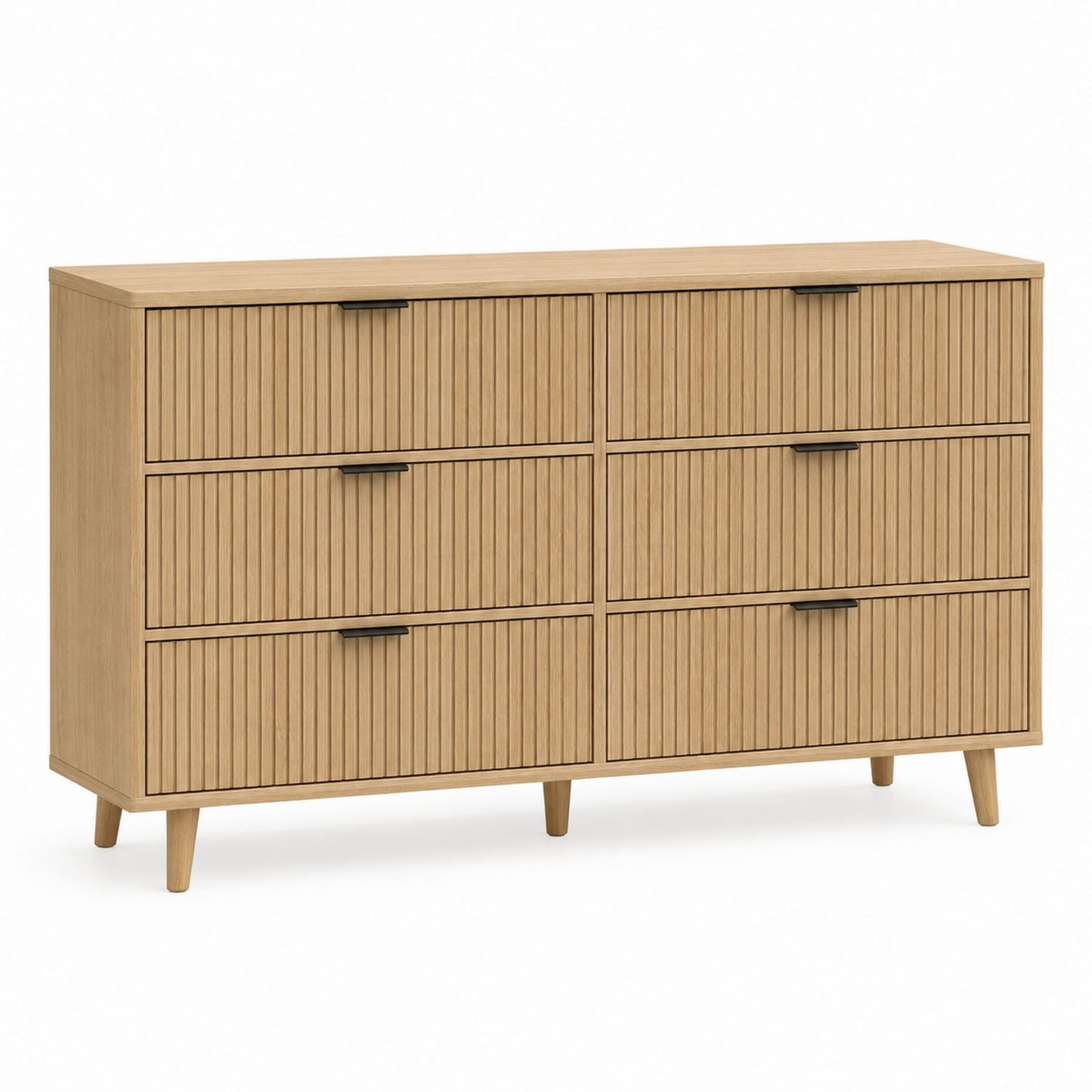 6-Drawer Solid Oak Wood Dresser