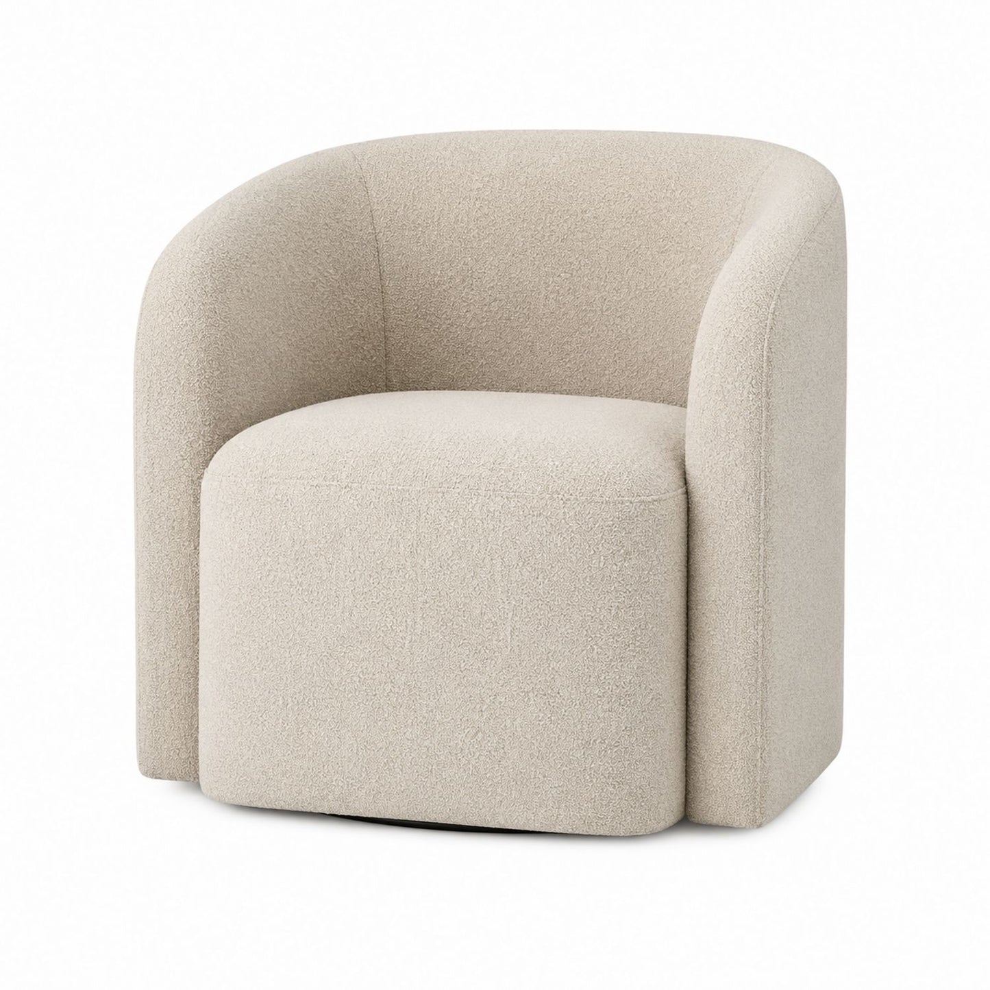 Bouclé Fabric Swivel Armchair Beige