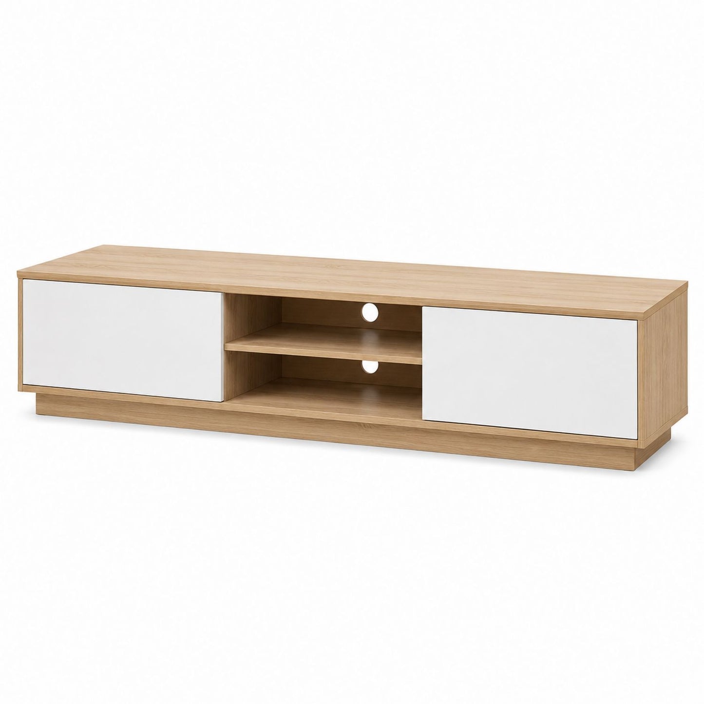 Wood and MDF TV Stand with Shelves and Cabinets 150cm Oak/White