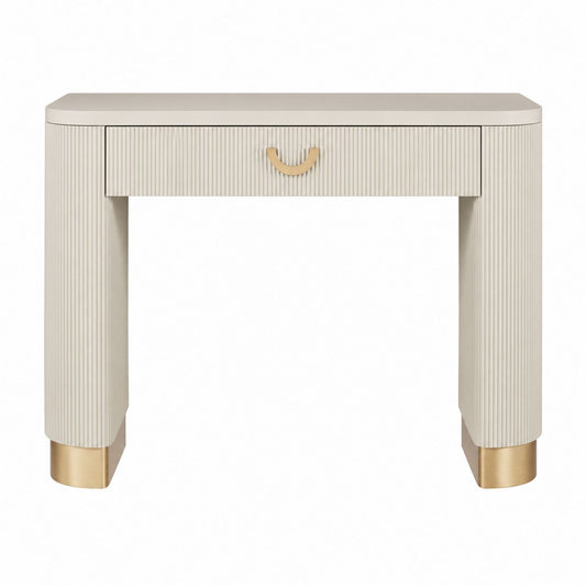 Console Table MDF Beige with Brass Accents 120cm x 40cm x 80cm