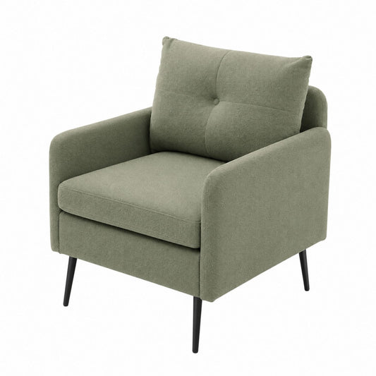 Green Fabric Armchair with Metal Legs 85x85x90cm
