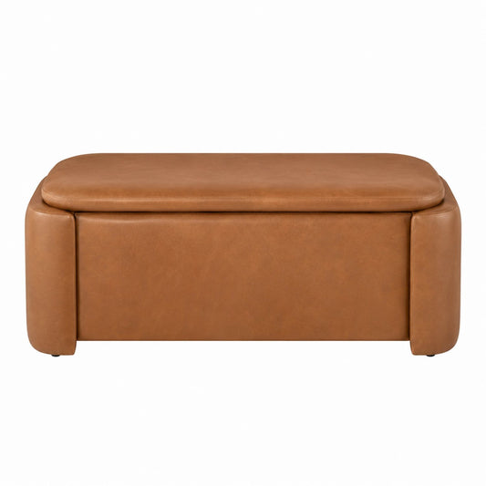 Brown Faux Leather Storage Bench 120cm x 50cm x 45cm