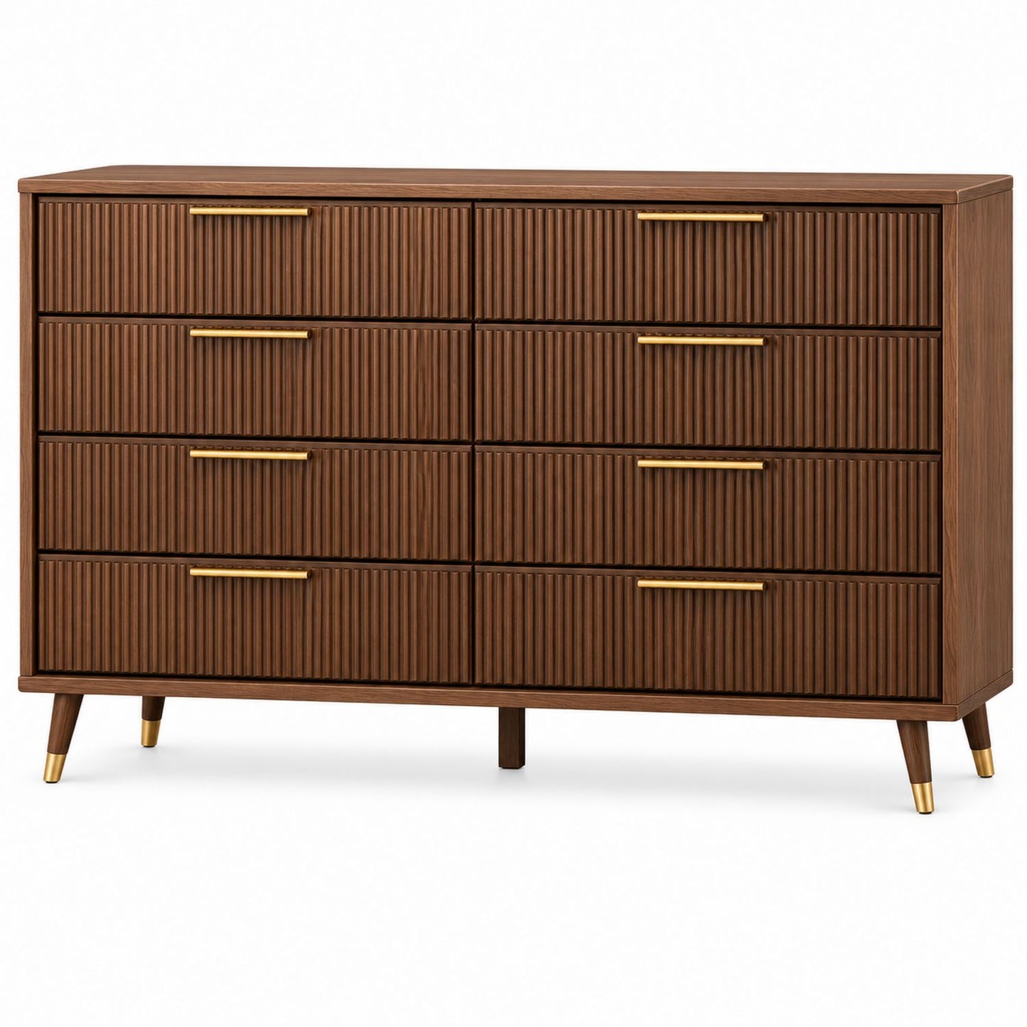 Walnut Wood 6-Drawer Dresser with Gold Handles 120x80x40cm