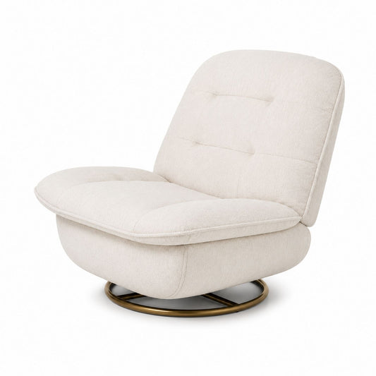 Swivel Lounge Chair Bouclé Fabric Beige Metal Base 85cm x 80cm x 70cm
